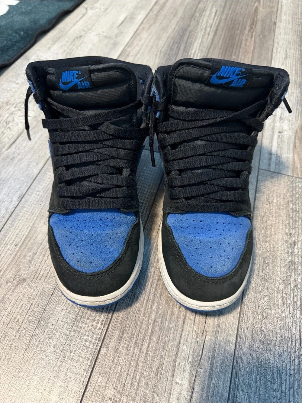 Nike Kids High-Top Sneakers in Black and Royal Blue